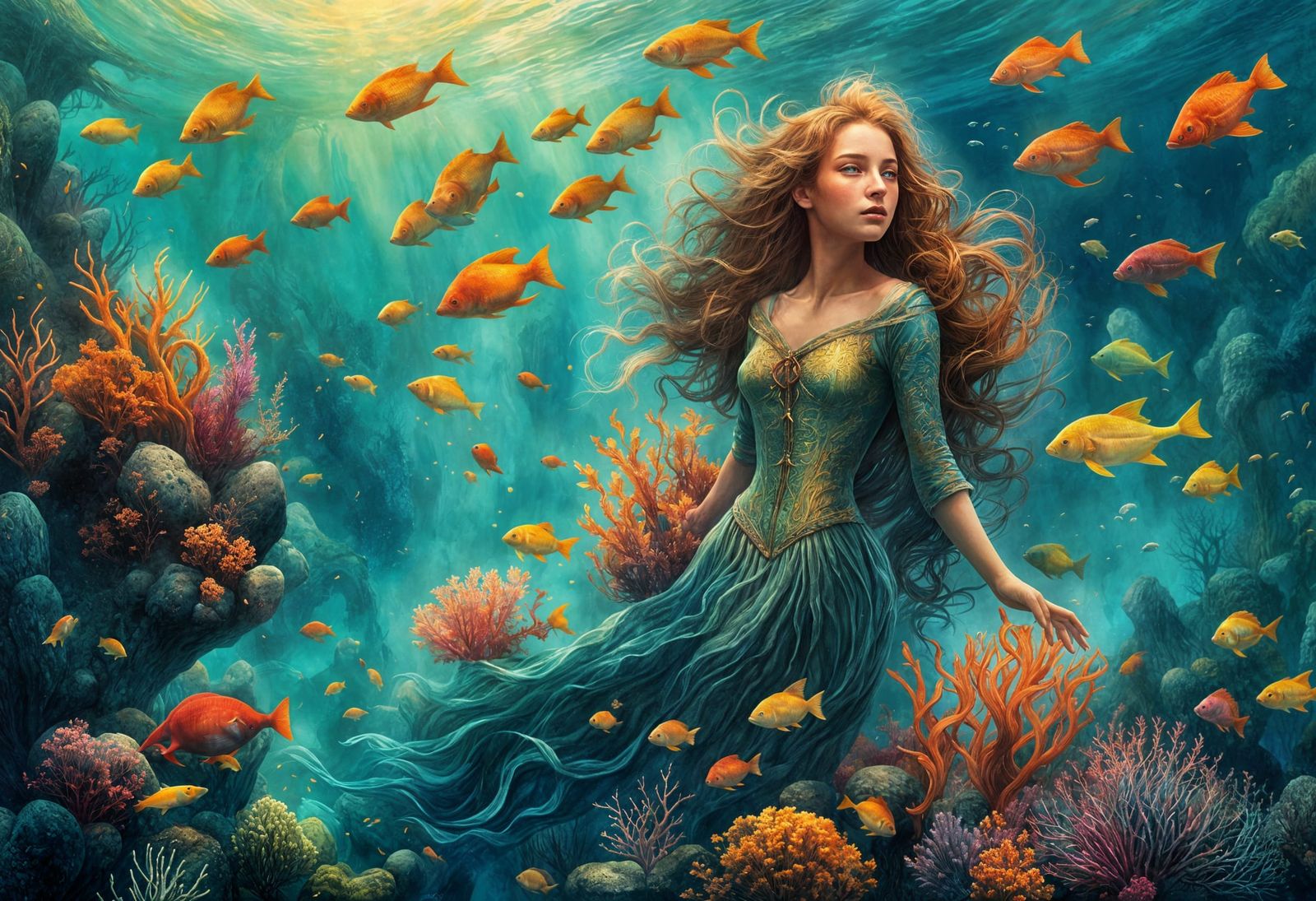 Underwater Coral Reef in Fairytale Digital Art