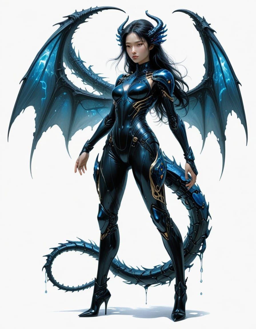 Cyborg Angel with Dragon Wings