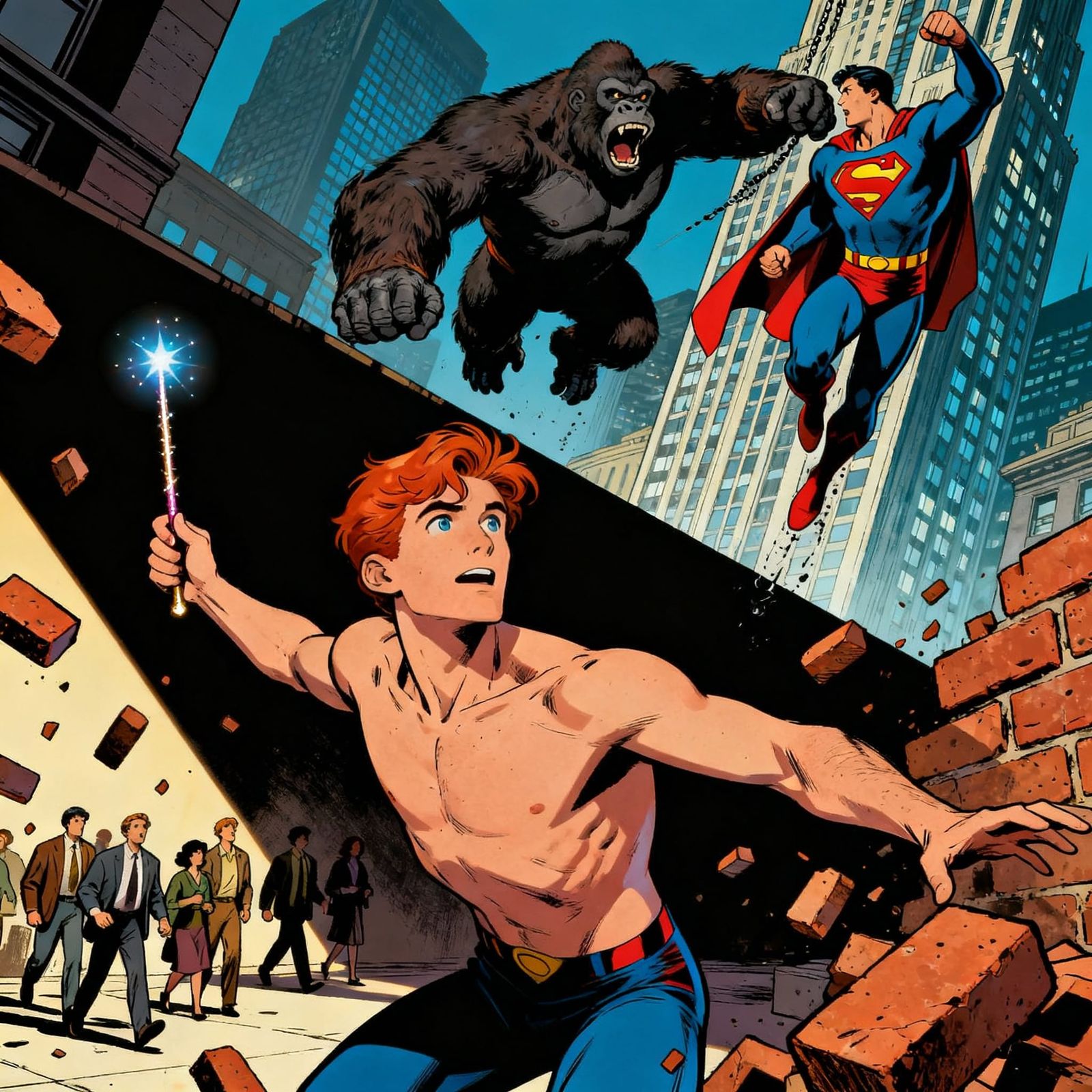 Jimmy Olsen Defends Pedestrians From Falling Bricks While Su...