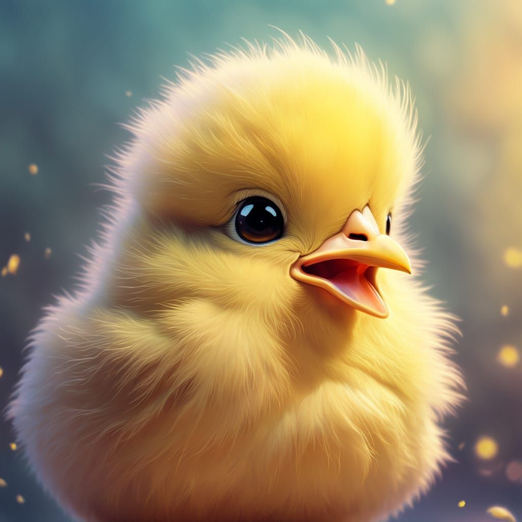 Crying Baby Chick in Cartoon Style