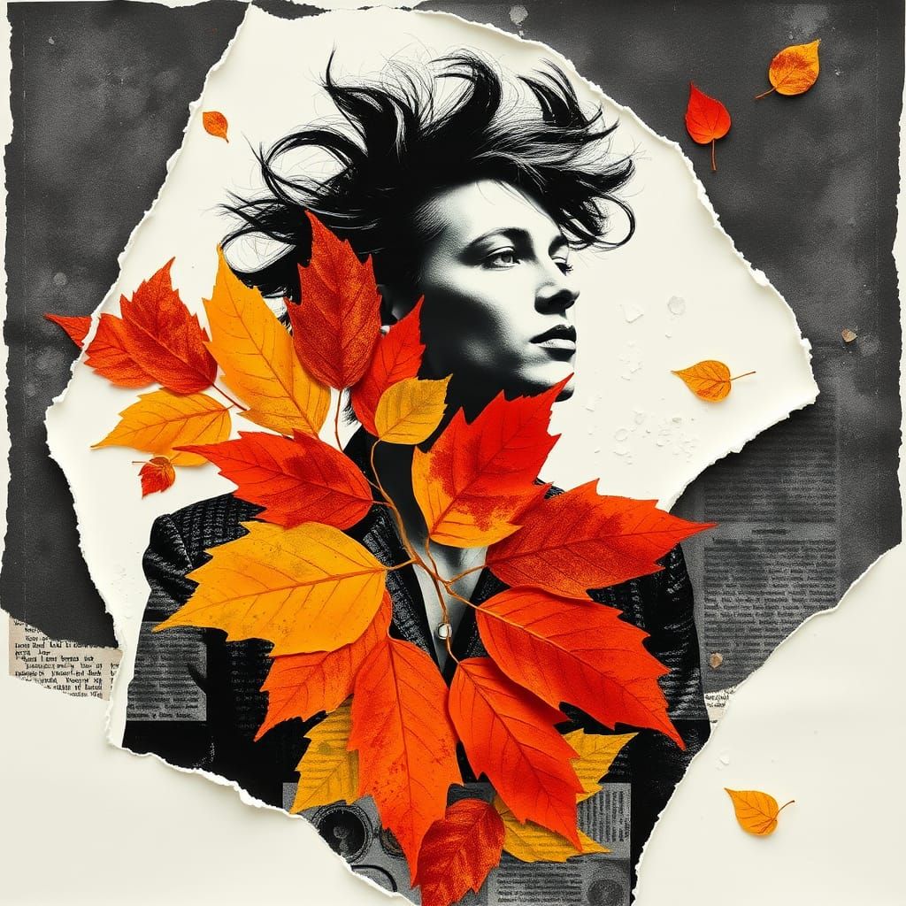Dada-Inspired Autumn Photogram Collage in Black and White