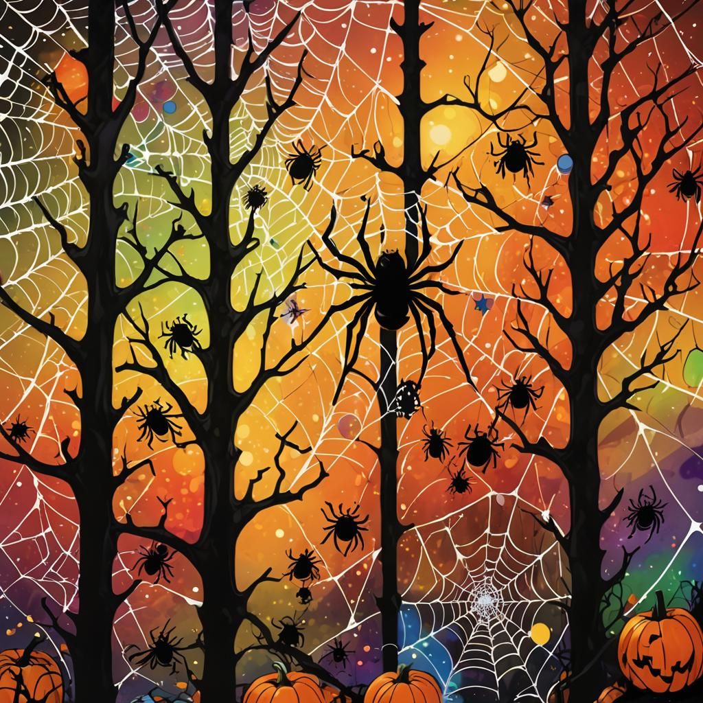 surreal autumn  Halloween , highly  detailed  drawing  a spi...