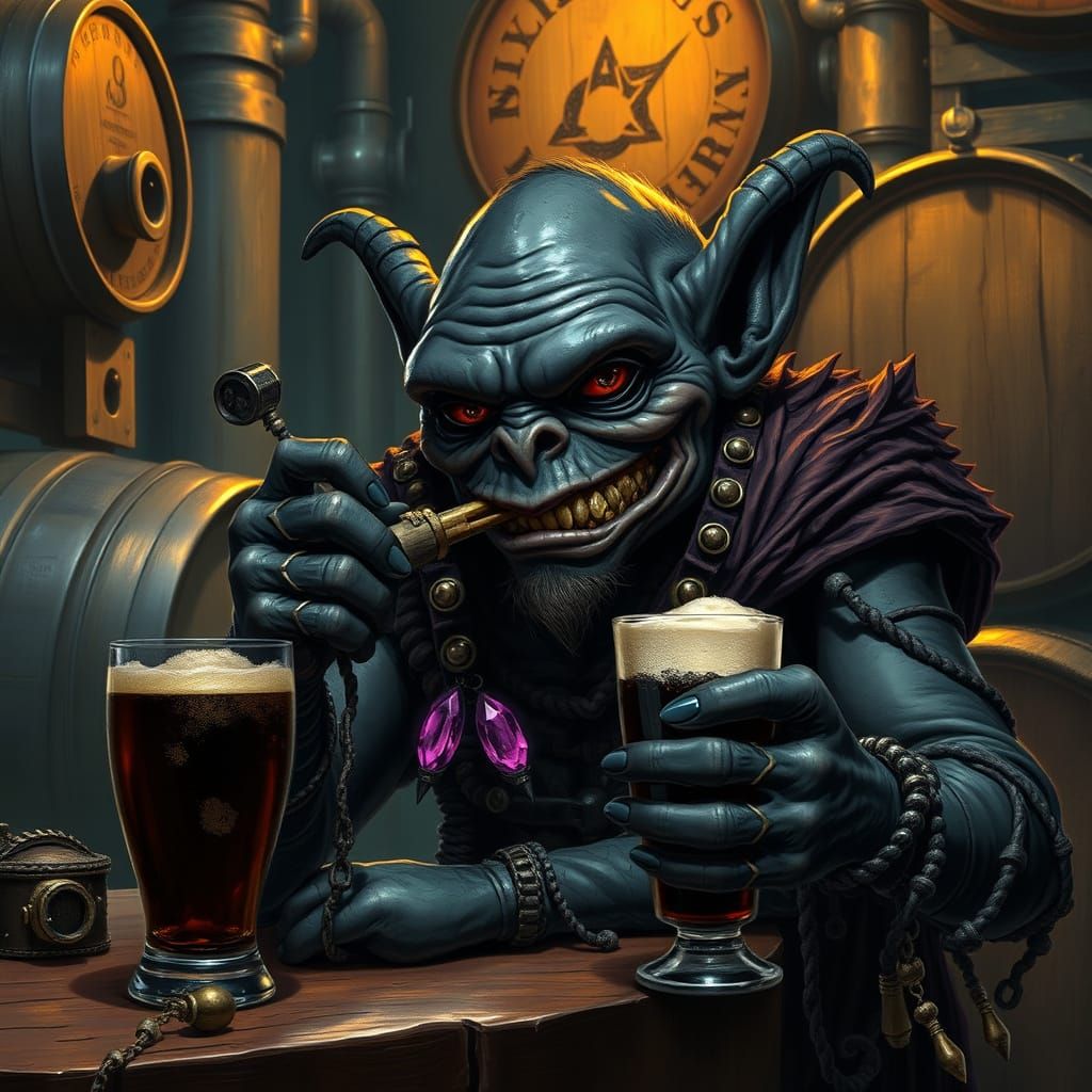 Dark Brewery Connoisseur with Twisted Visage