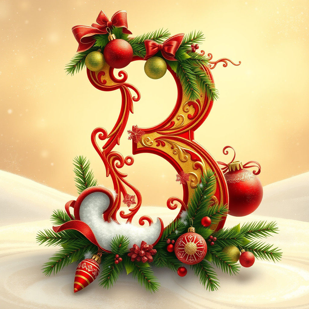 Ornate Christmas Number Three in Digital Art Style