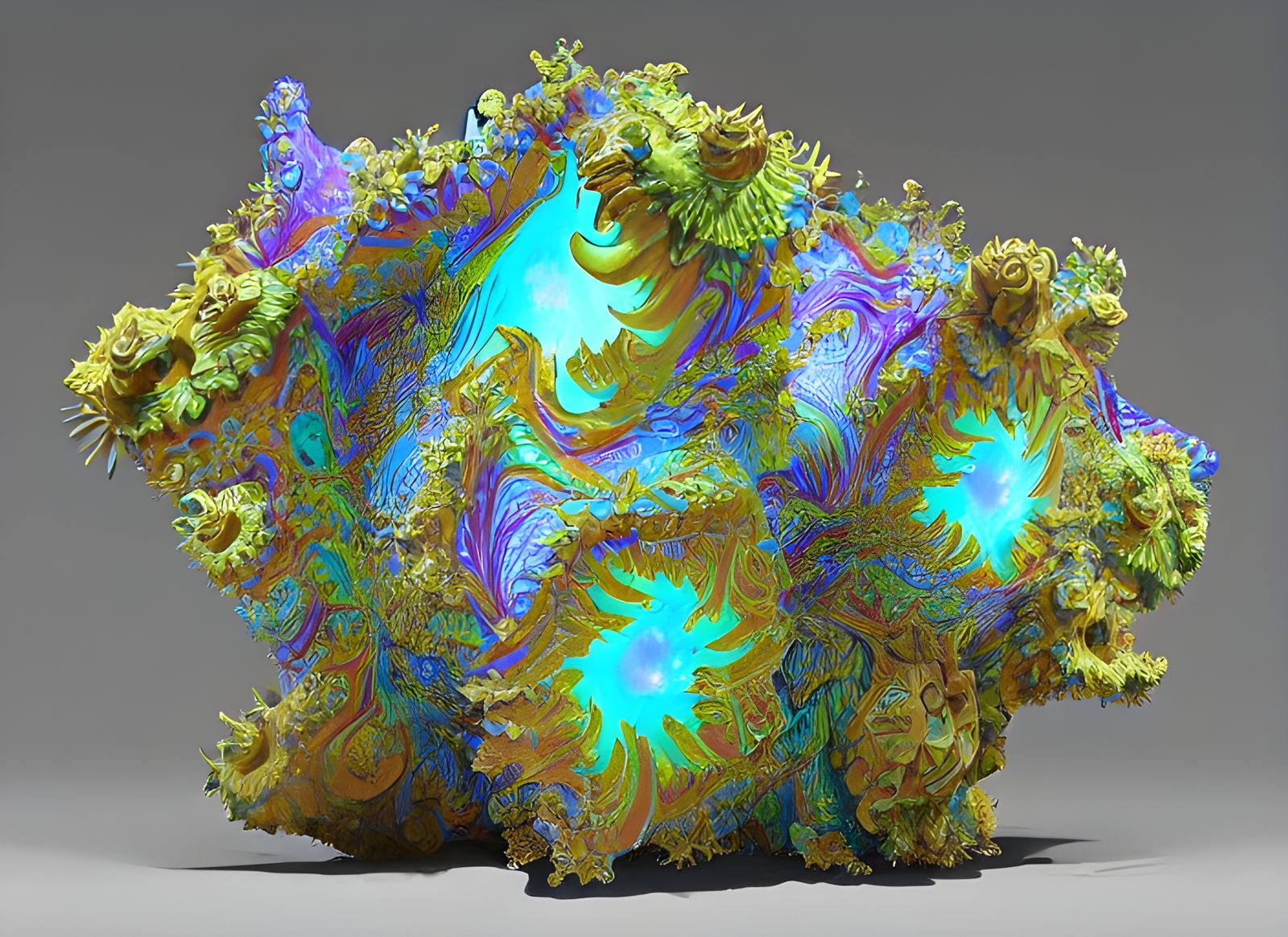 Iridescent Fractal 3D Sculptures in Liminal Space
