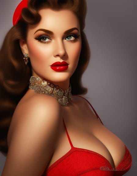 Red Haired Pinup in Pixar 3D Style