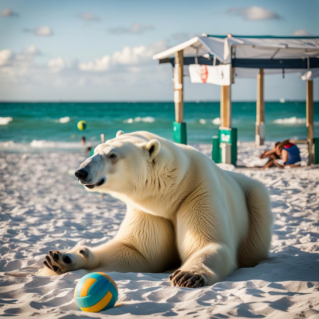 Polar Bear Suntanning on Miami Beach