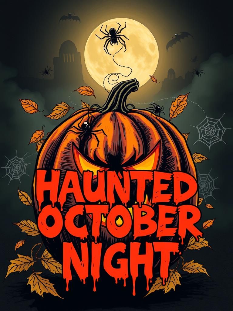 Menacing Jack-o'-Lantern in Eerie Hand-Drawn Illustration