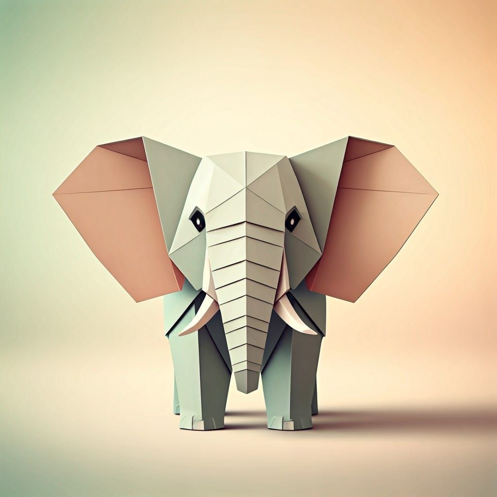 Pastel Origami Elephant in Dreamy Style