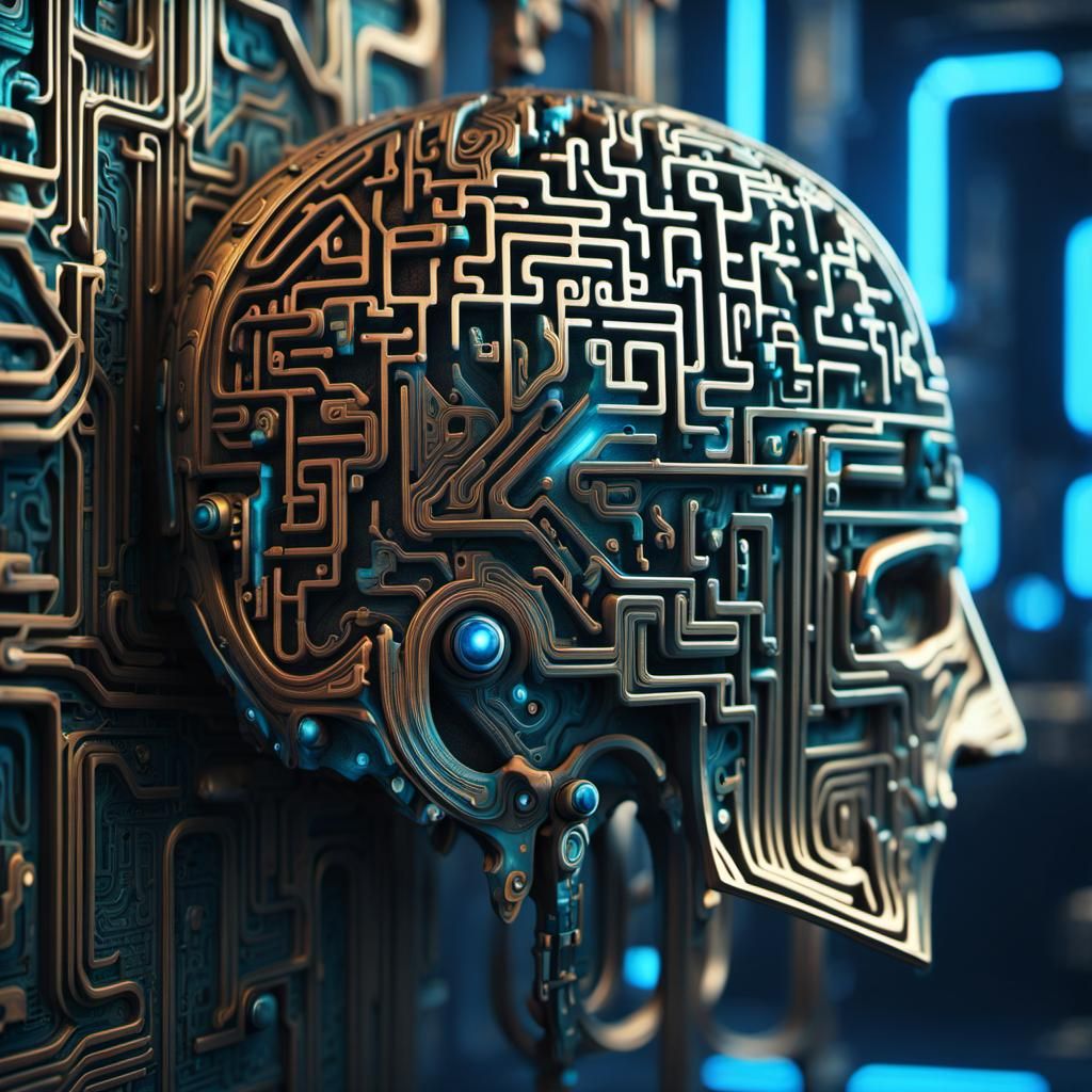 Cyberpunk Human Brain Maze Concept Art