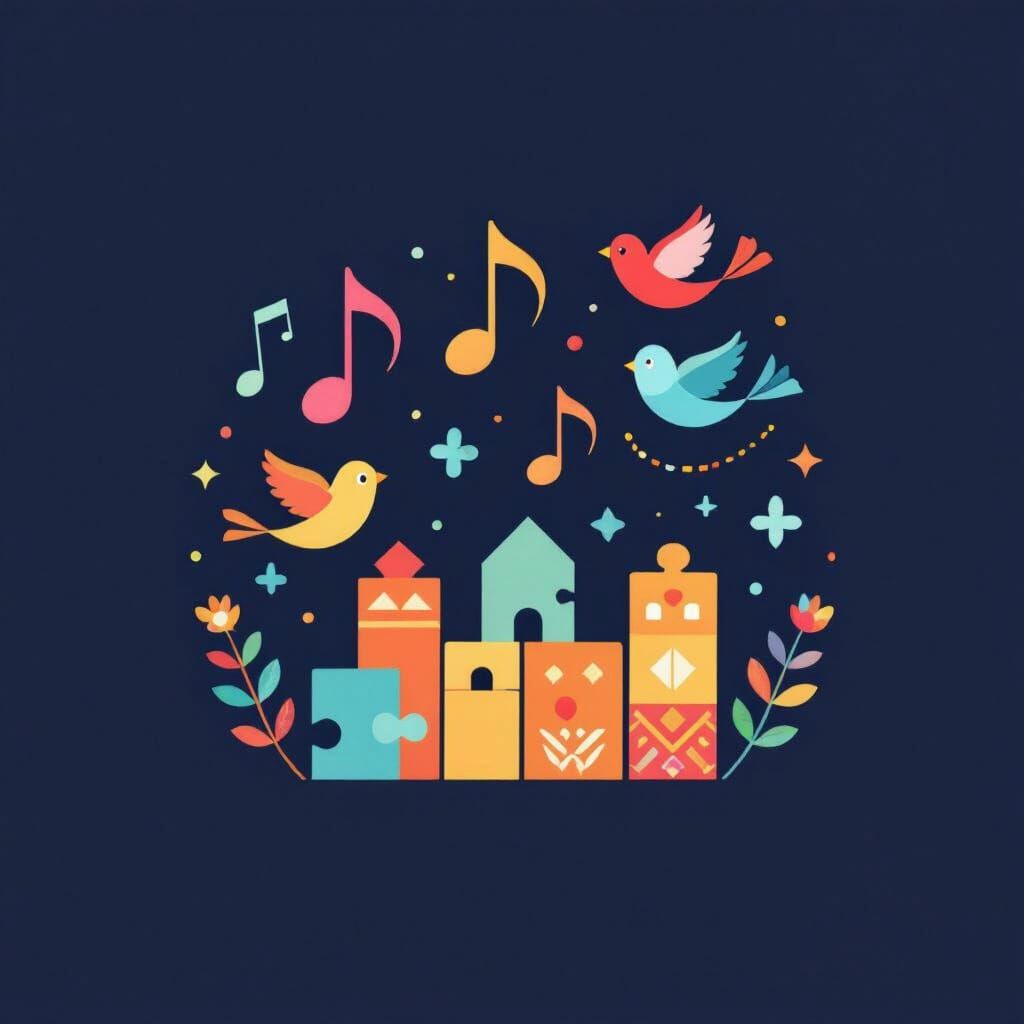 Children's Center Logo Design with Music and Ukrainian Symbo...