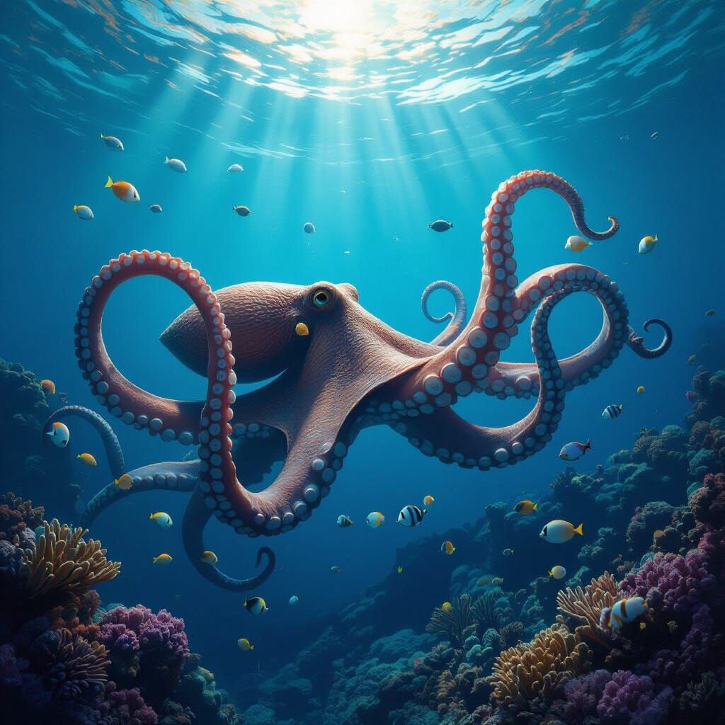 Colossal Octopus Swims Through Deep Ocean Reefs