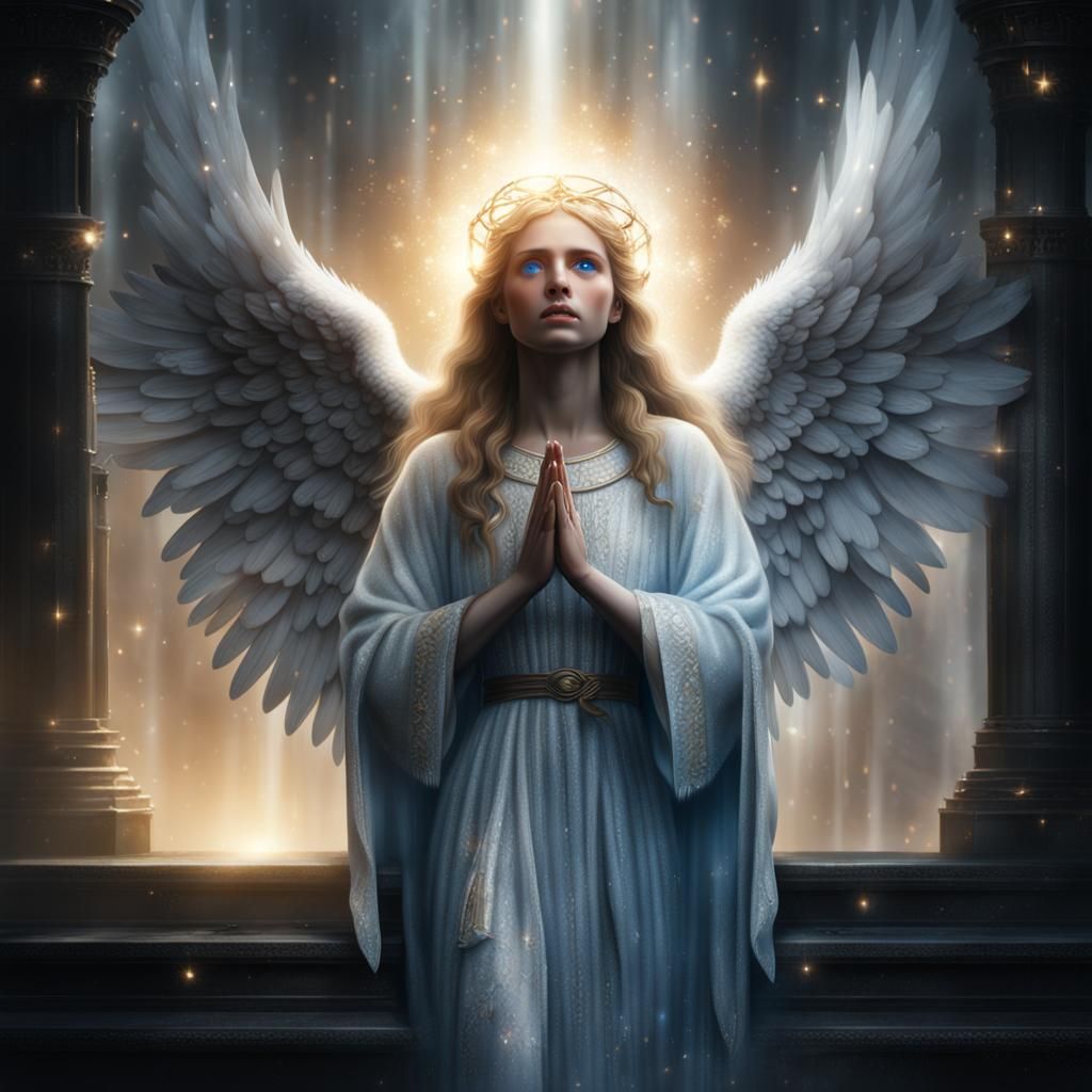 Crying Angel with Halo in Digital Matte Painting