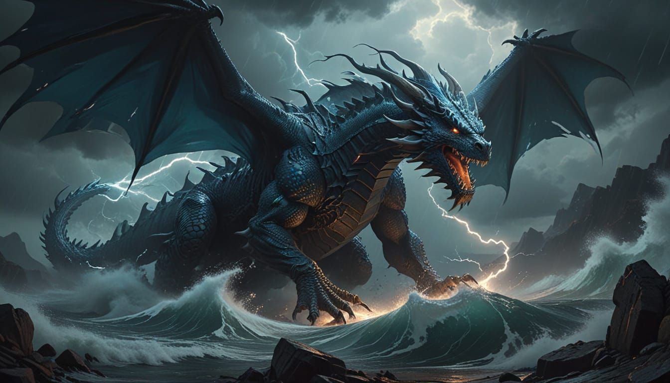 Epic Storm Dragon Approaches with Turbulent Weather