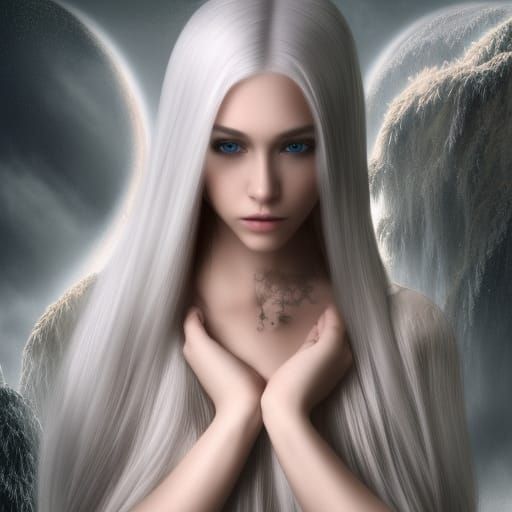 Cool Girl with Long White Hair