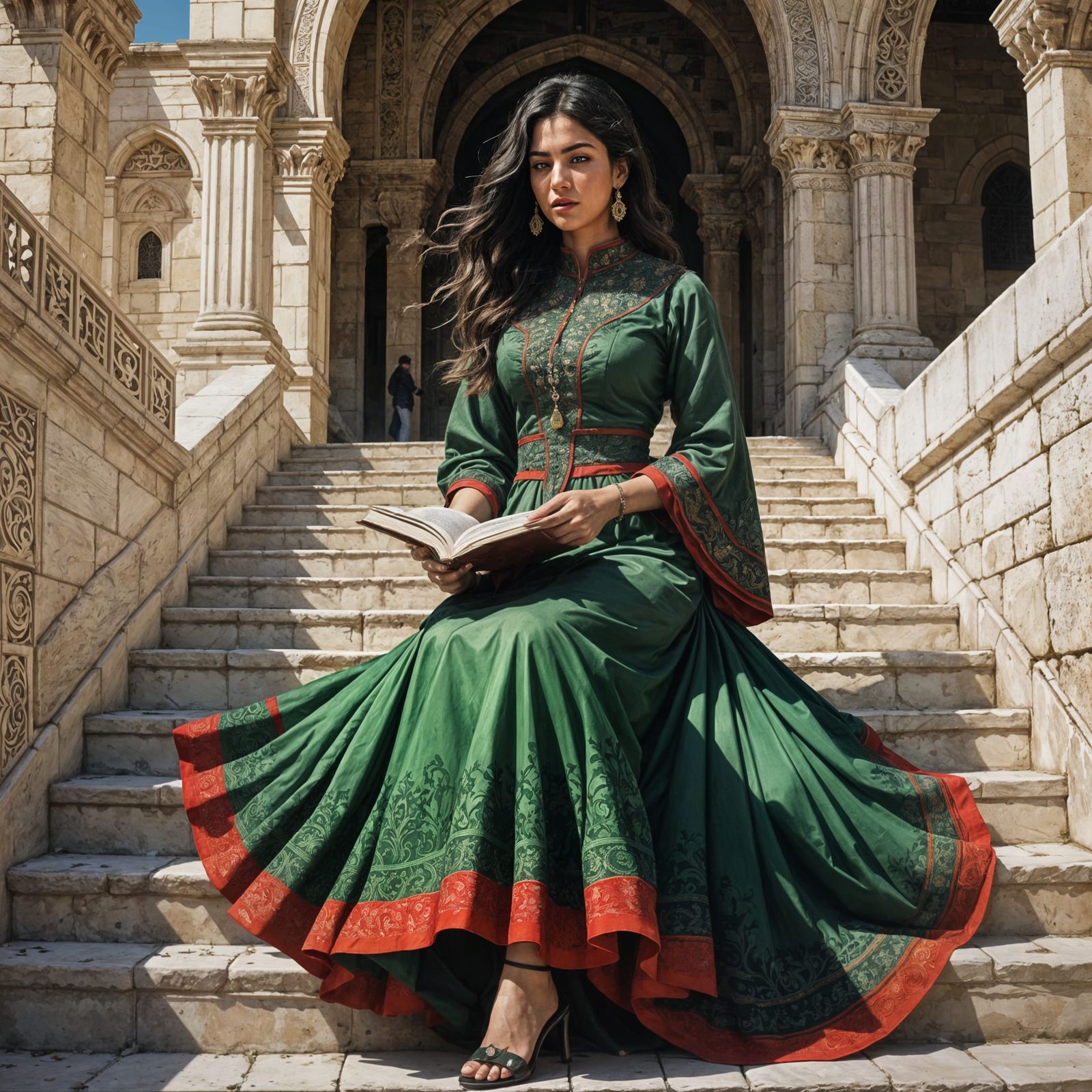 Palestinian Woman Reading at Al-Aqsa Mosque