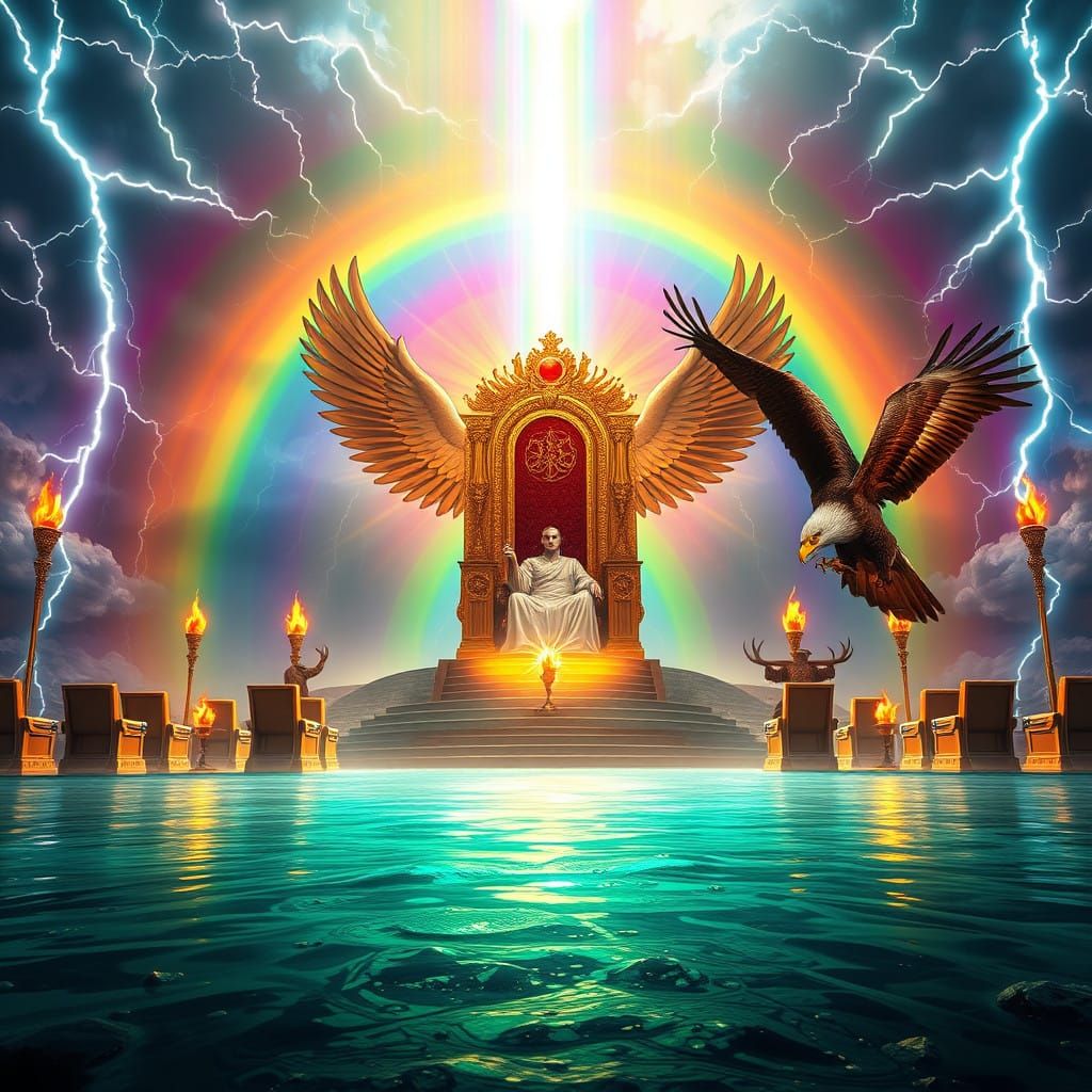 Majestic Throne in Heavenly Realm, with the Almighty Seated