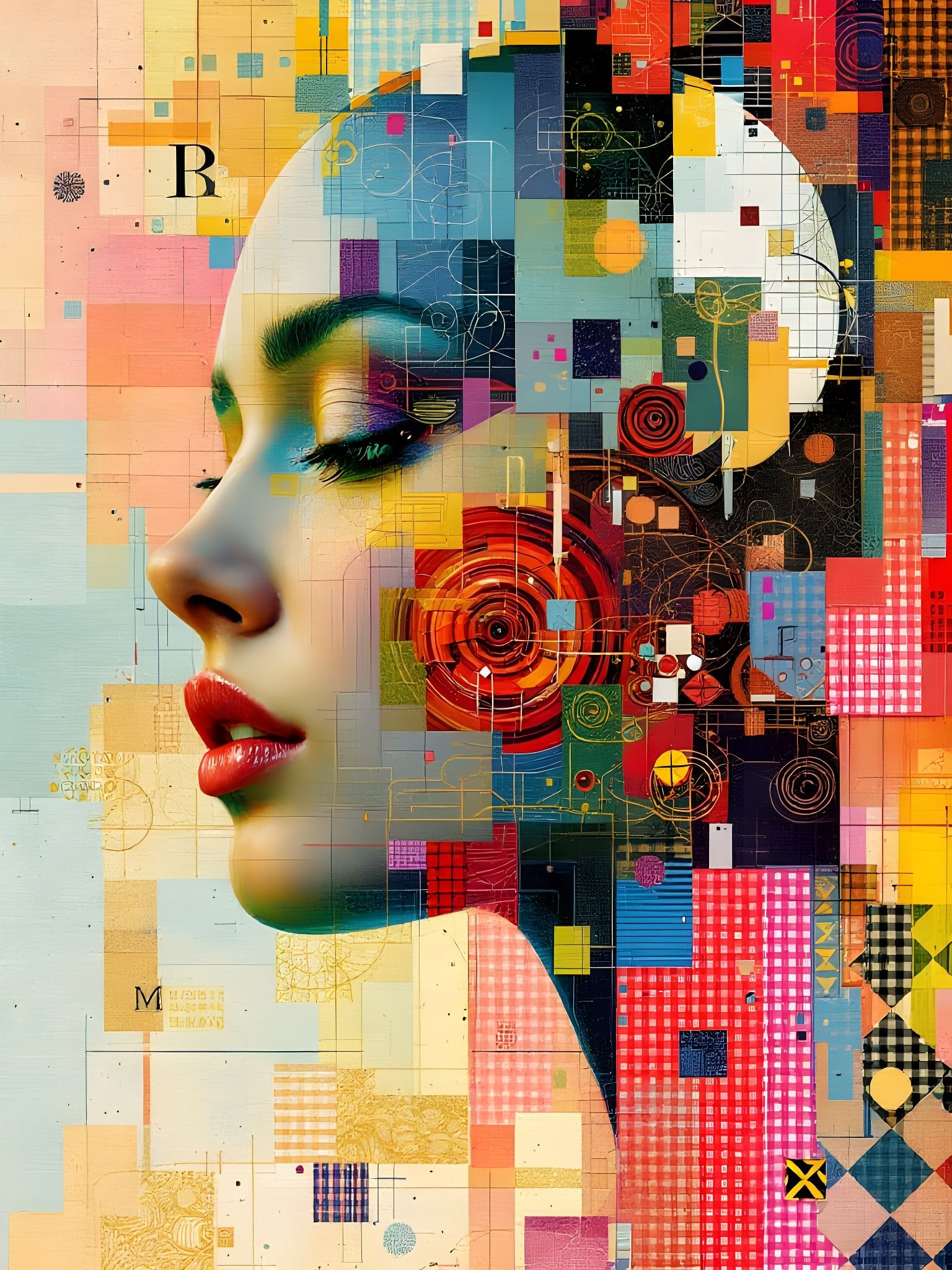 Gingham Pattern Art in Dreamlike Colors