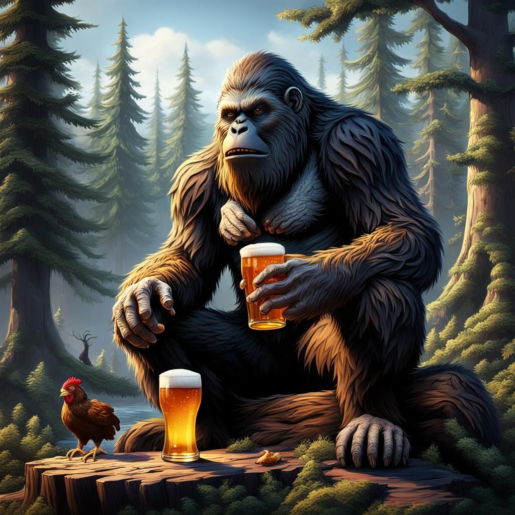 Bigfoot's Lunch Break: A Detailed Matte Painting