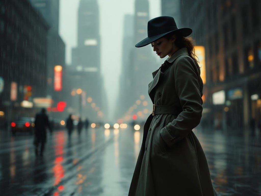 Rainy Cityscape in Expressive Realism Style