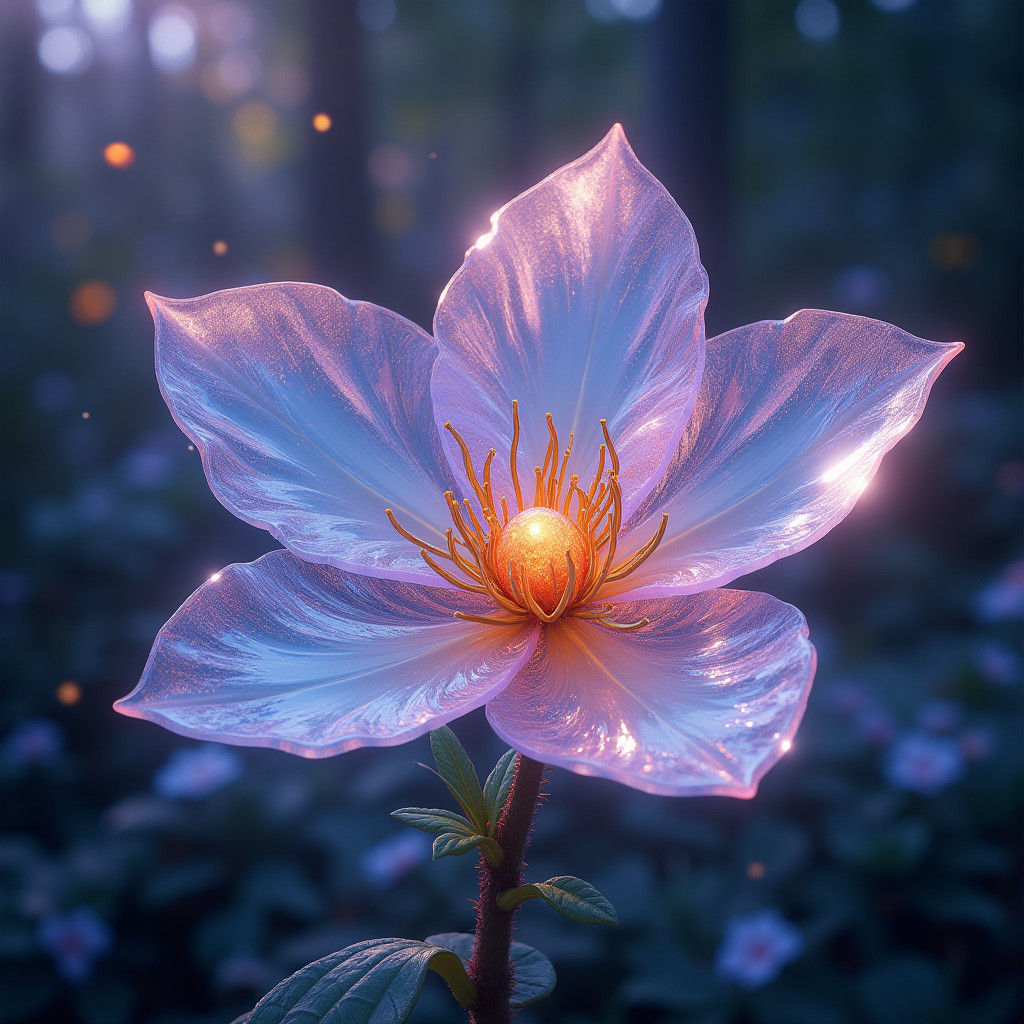 Crystal Flowers and Opal Owl: Detailed Matte Painting