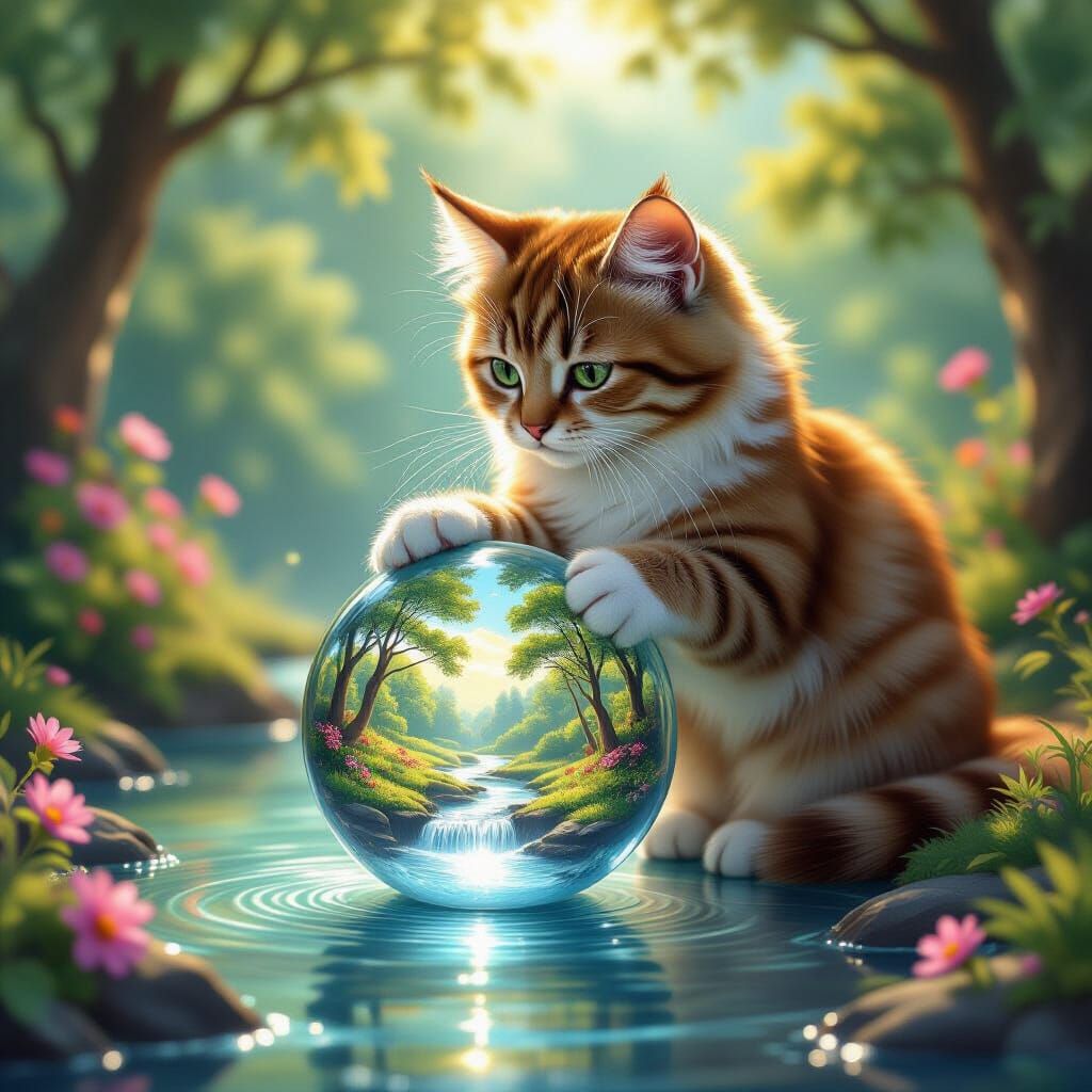 Cat's Paw Reveals Miniature Nature Scene