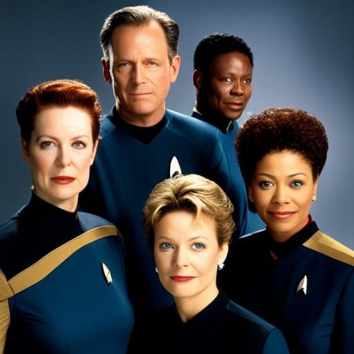 Star Trek Voyager Spaceship in Flight