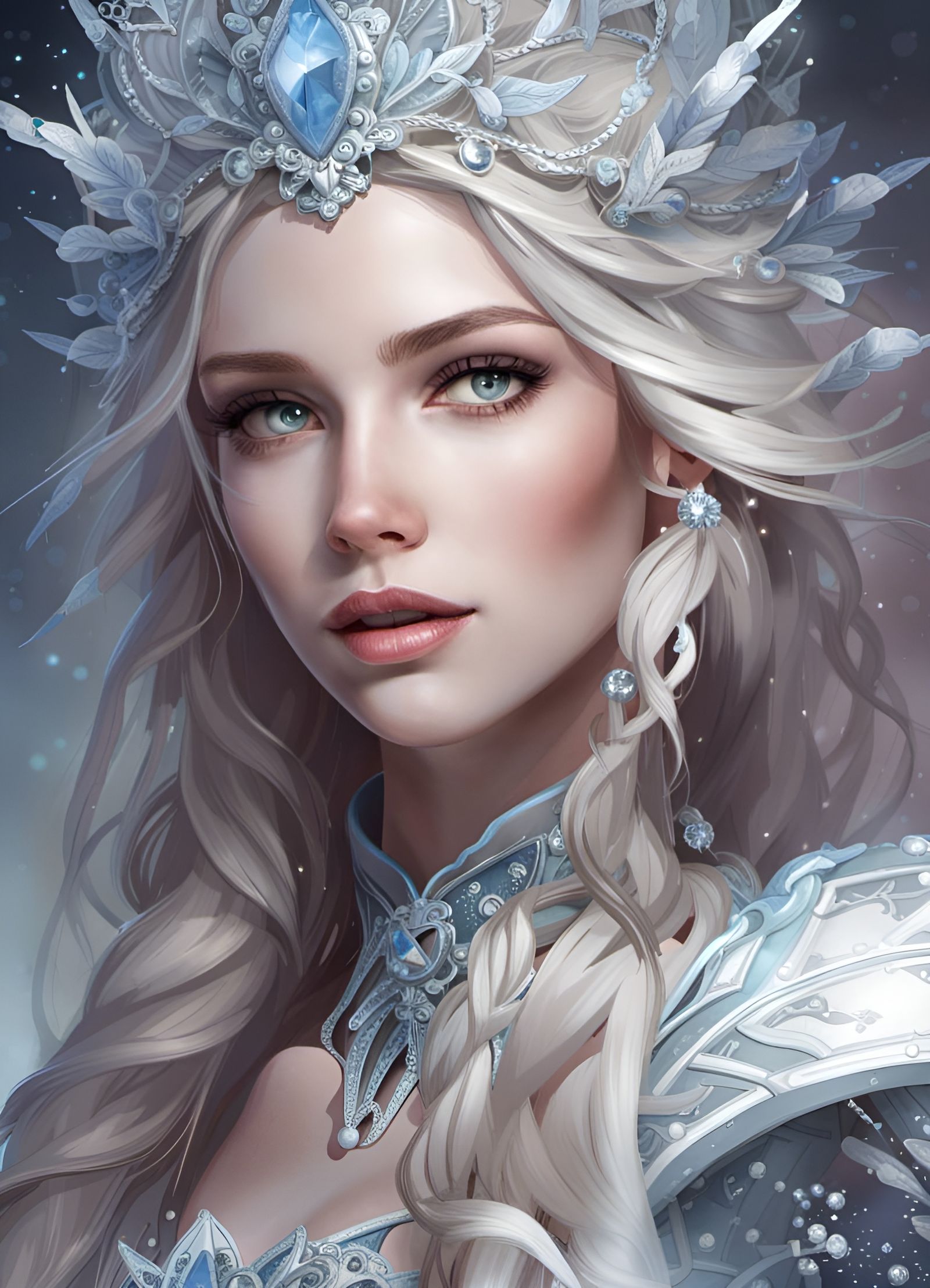 Intricate Ice Princess Portrait in 8k Resolution