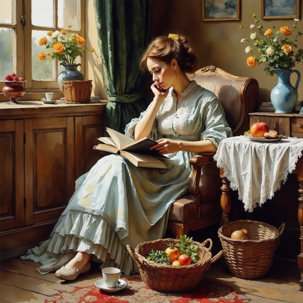 Serene Woman in Cozy Danish Home