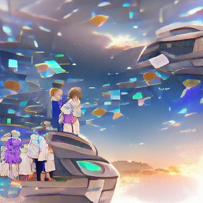 Futuristic Cityscape with Flying Vehicles in Cyberpunk Style