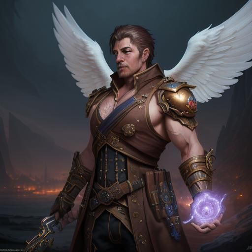 Steampunk Angelic Admiral Guild Master: Fantasy Art