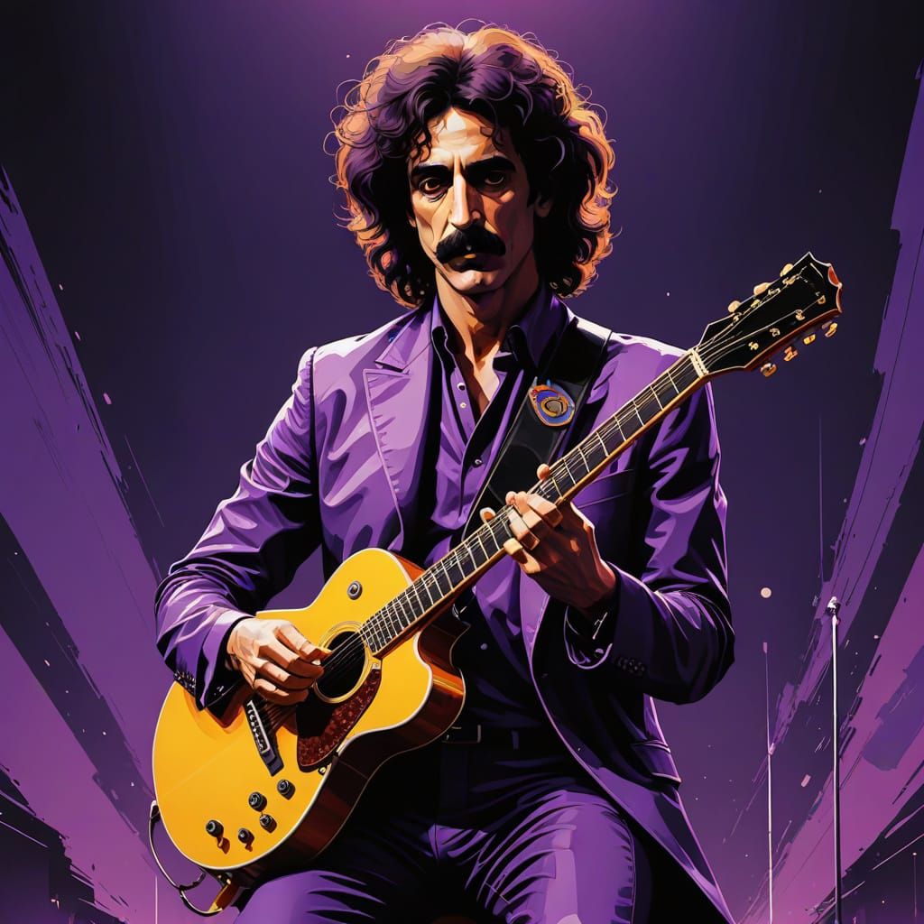Frank Zappa as Prince in Vibrant Purple Pop Art