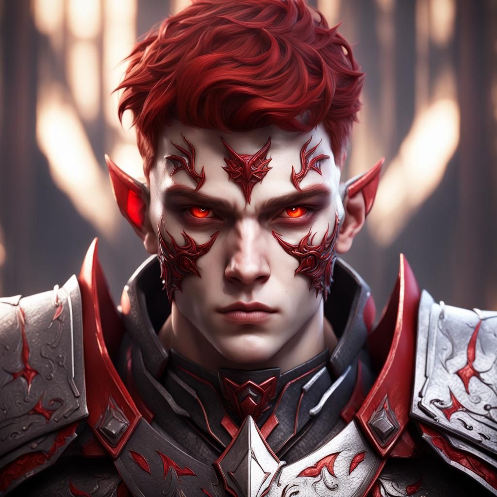 Half-Oni Paladin Portrait in Detailed Digital Painting Style