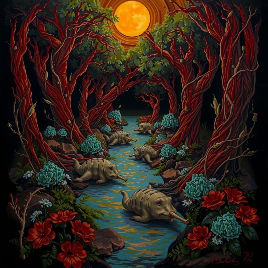 Expressive Red Sculpture of Imminent Glory