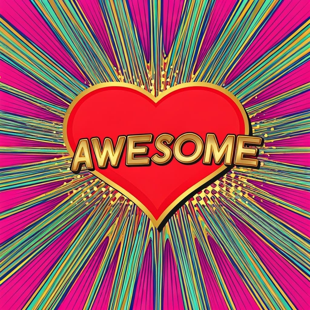 Vibrant Pop Art Celebration in a Love Heart Shape