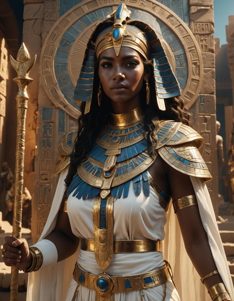 Egyptian Priestess with Whip in Cinematic Lighting