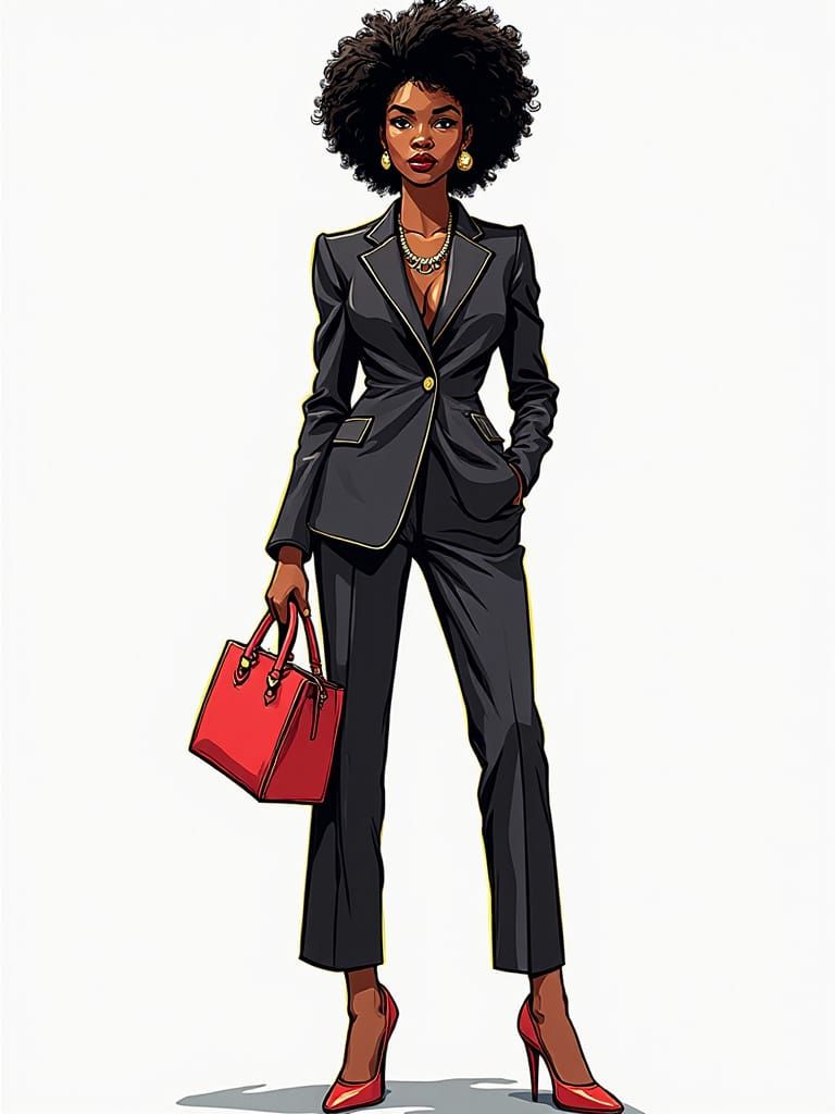 Sophisticated Black Woman in Bold Pop Art Style