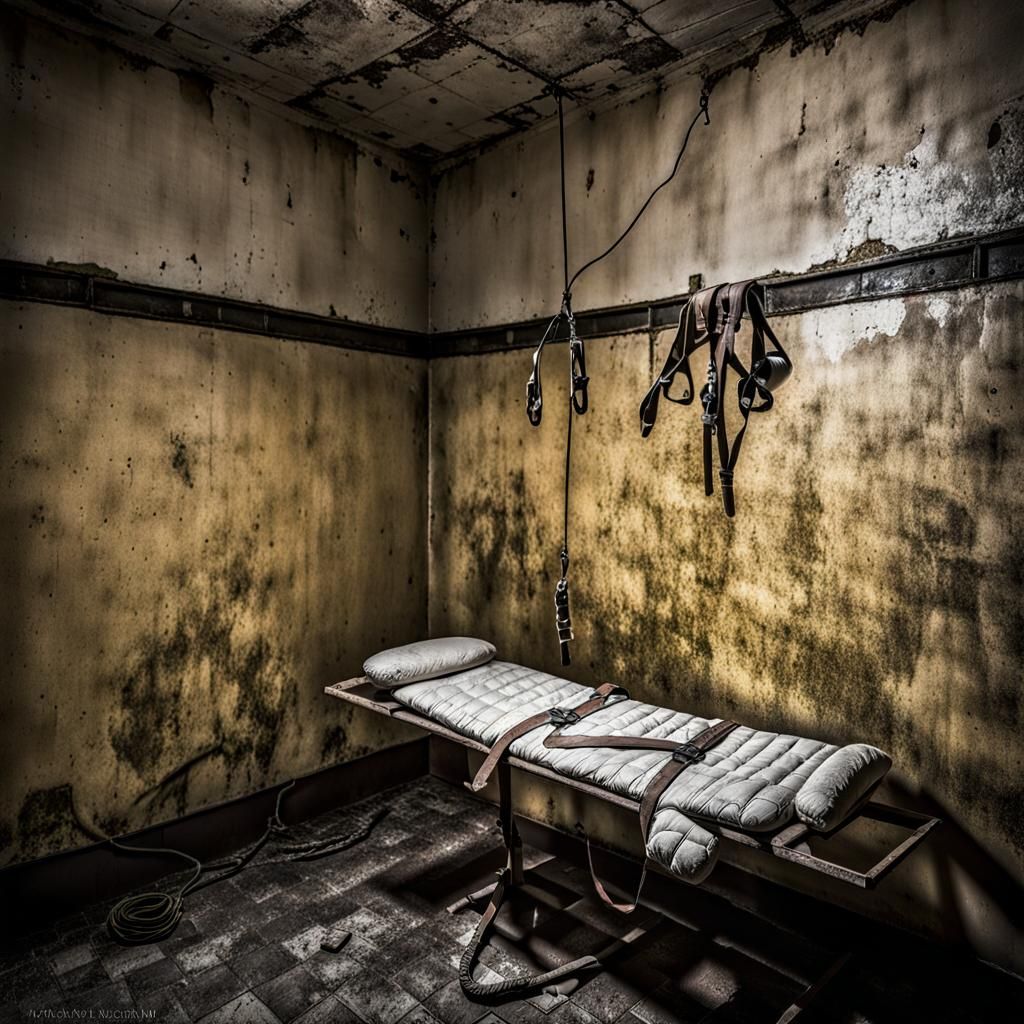 Gloomy Asylum Padded Room with Abandoned Straitjacket