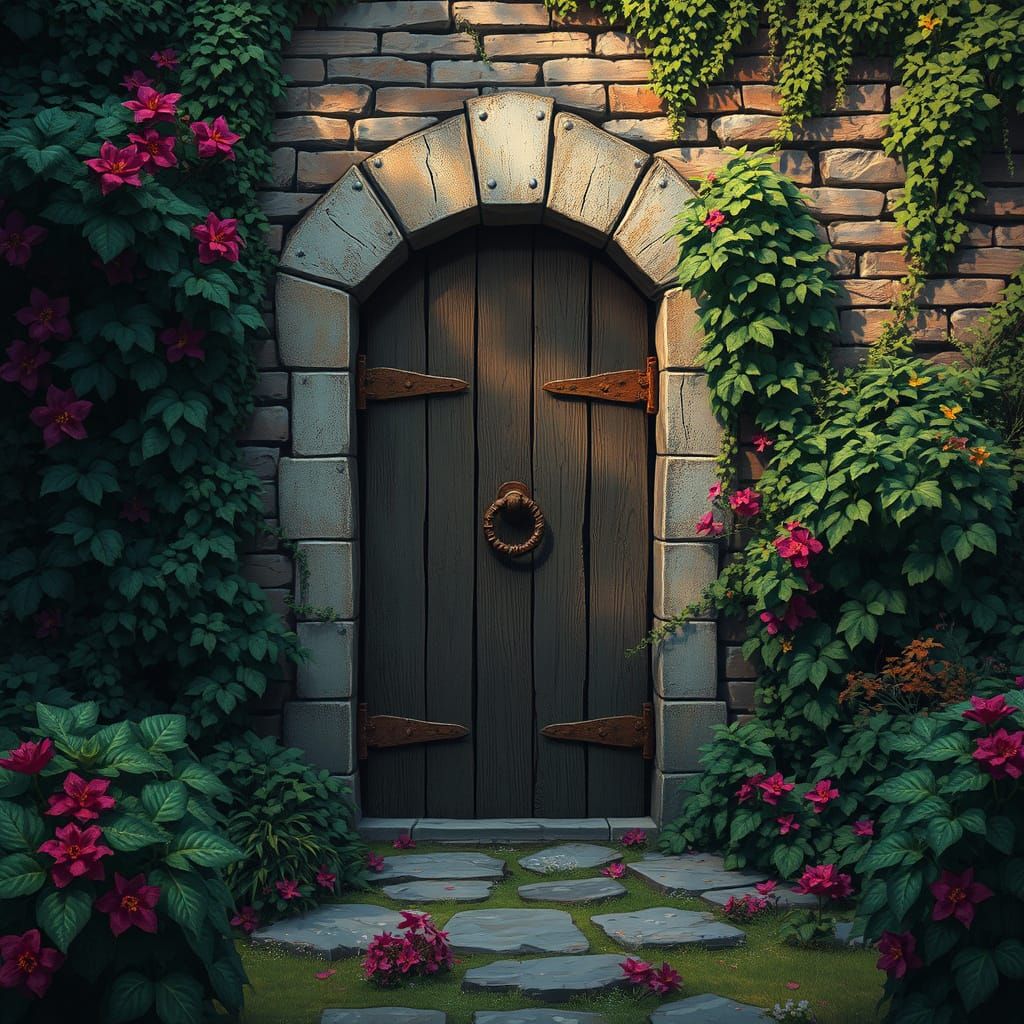 Mystical Doorway in Lush Fantasy Concept Art