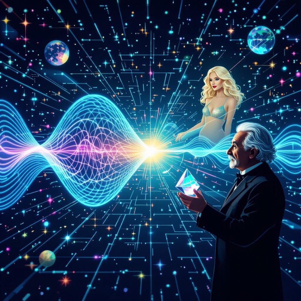 Photon's Journey: Wave-Particle Duality in Cosmic Art