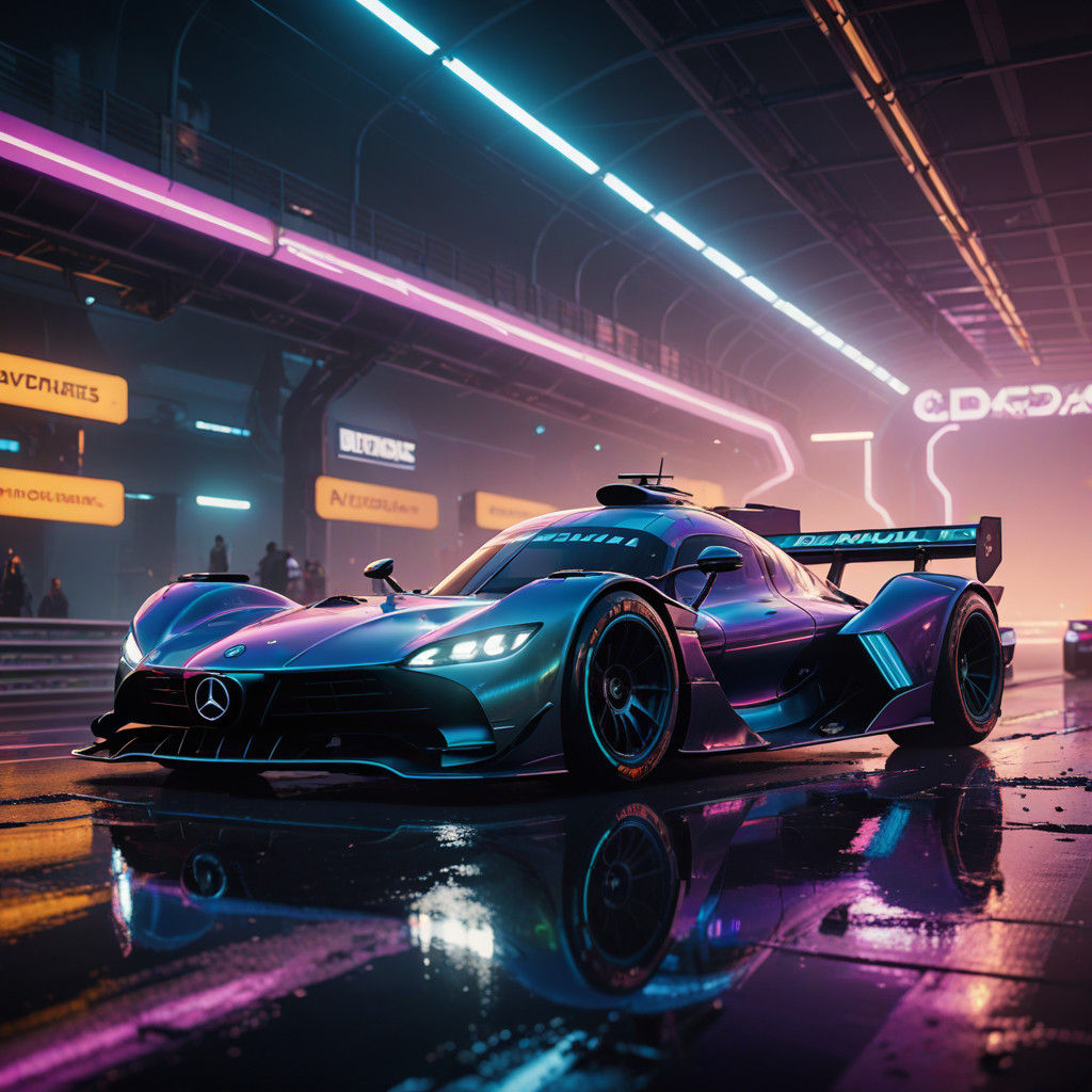 Mercedes PureSpeed Concept in Neon-Lit Futuristic Abu Dhabi