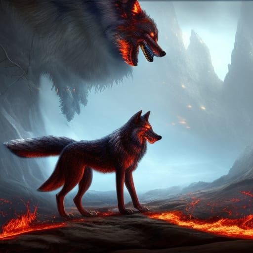 Fiery Wolf Fantasy Concept Art