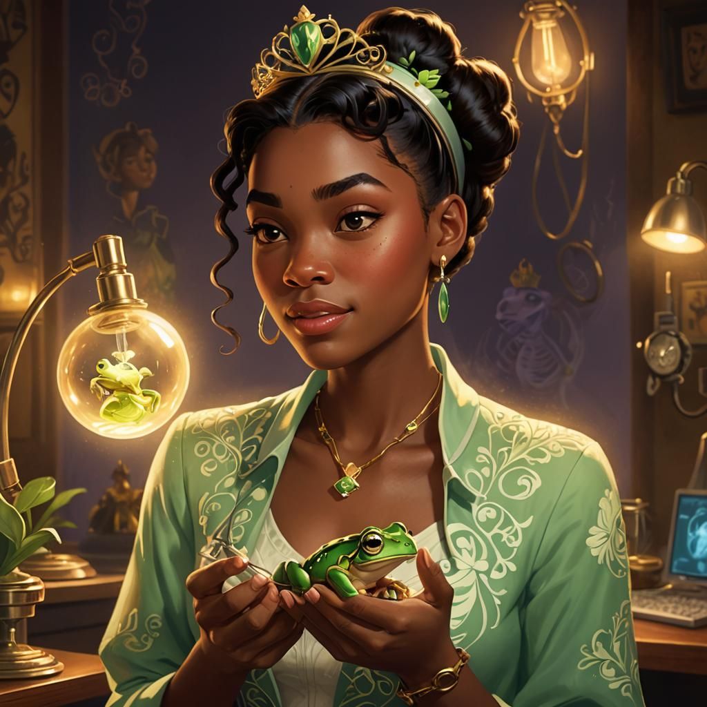 Princess Tiana as Modern Researcher: Digital Portrait