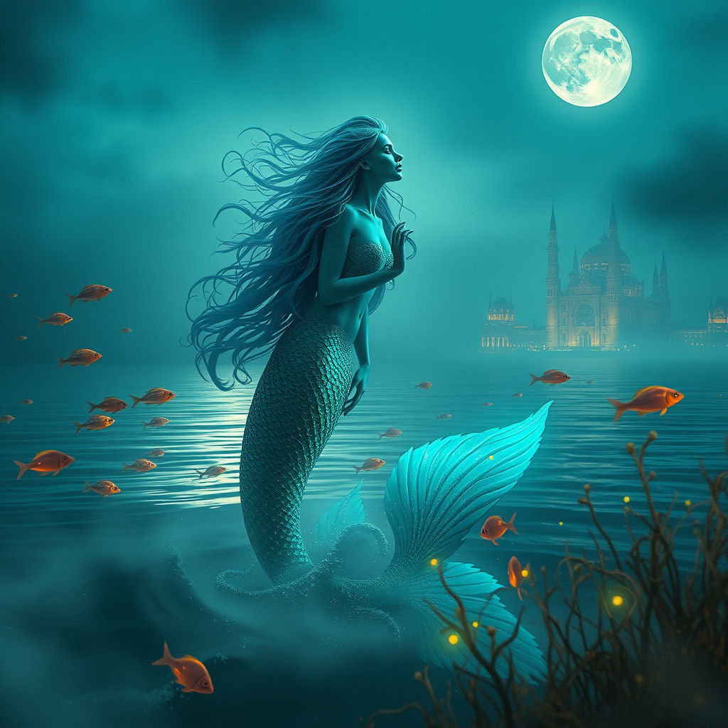 Siren's Lullaby: A Mermaid's Song in a Futuristic City