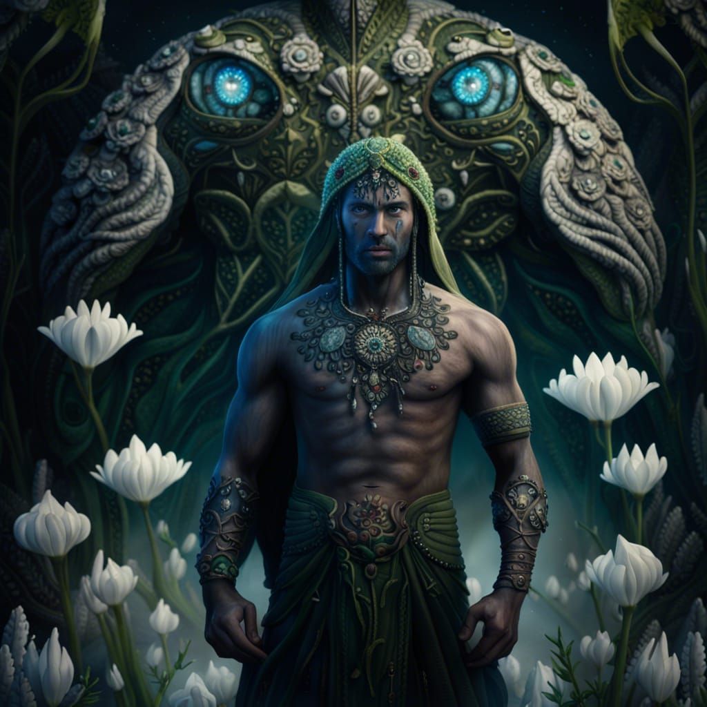 Primeval Jinn and Bride: Detailed Digital Painting