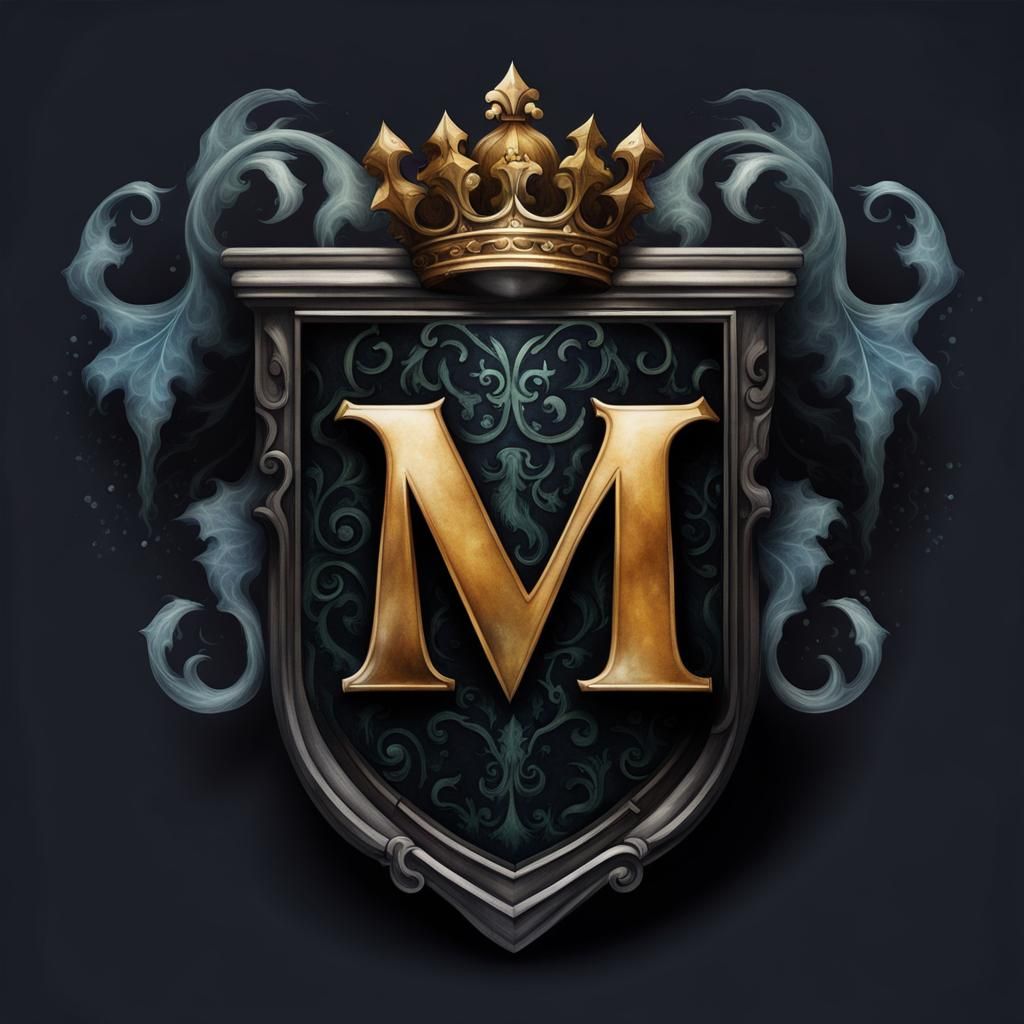 Dark Fantasy Coat of Arms with Initials M K
