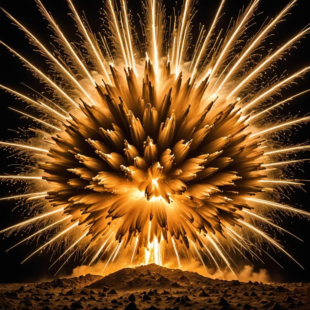 Golden Powder Explosion with Ballerina, Hyperrealistic Splas...