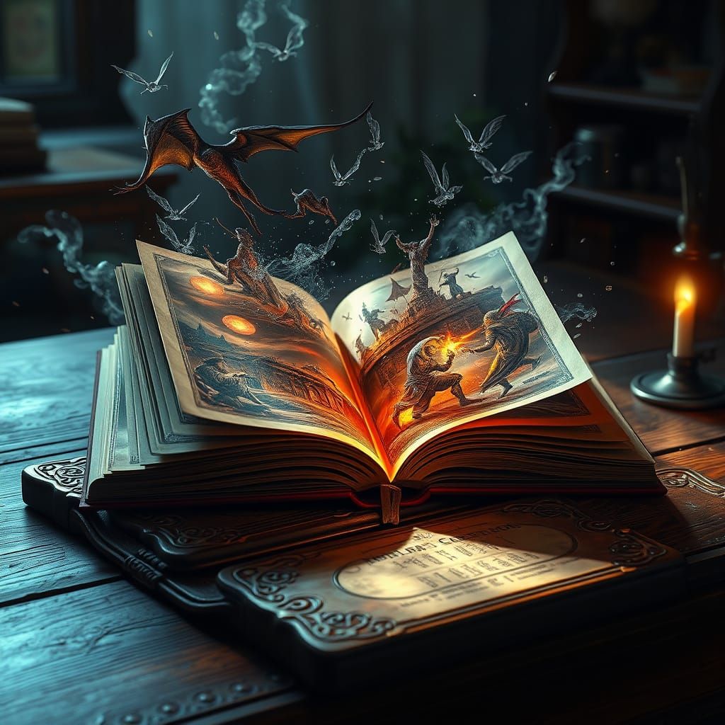 Mysterious Book Concept Art in Dark Fantasy Style