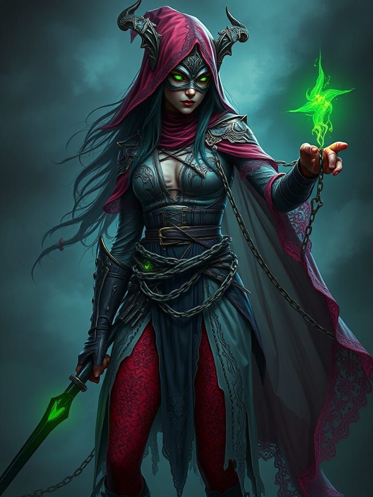 Mystical Warrior in Dark Fantasy Armor