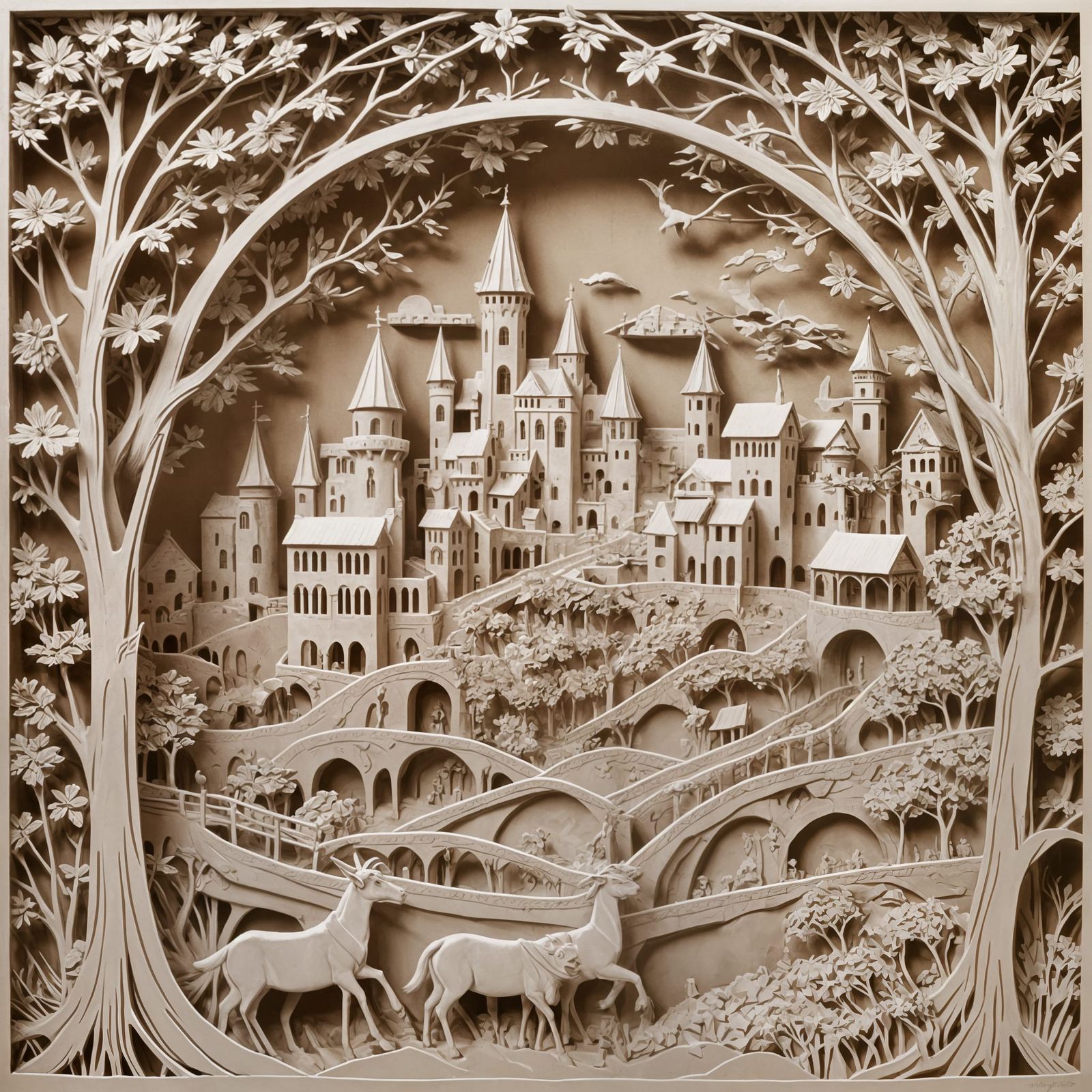 Detailed Kirigami Paper Art of a Goatherd